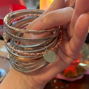 Bangles bracelets silver, gold, bronze colored